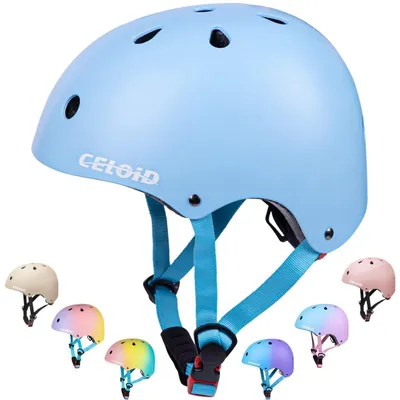Image de Casque de vélo pour enfants, casque de skateboard, pour les enfants de 3 à 16 ans, garçons et filles, couleur bleu ciel, taille S