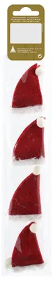 Produktbild von Weihnachtsdeko Filzmützchen mit Clip Filz 6 cm rot-weiß 4 Stück