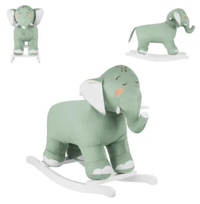 Produktbild von Kikkaboo Schaukeltier Elefant Holzgriffe, Holzkufen, Holzspielzeug ab 18 Monate grün