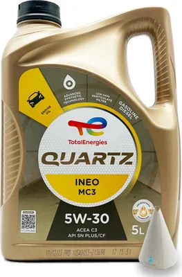 Produktbild von Total Quartz Ineo MC3 | 5W-30 | 5 L | MB229.51 / 52 | BMW LL-04 | Opel/Vauxhall | mit Trichter