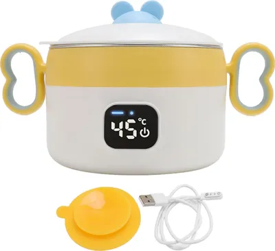 Obrázek produktu pro Izolovaná ohřívací miska na potraviny, 450 ml, nerezová ocel, automatická konstantní teplota, dobíjení přes USB, elektrický ohřev, box na oběd pro domácnost,