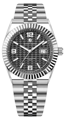 Immagine prodotto di Orologio da polso da uomo con movimento al quarzo, quadrante nero e cinturino argentato