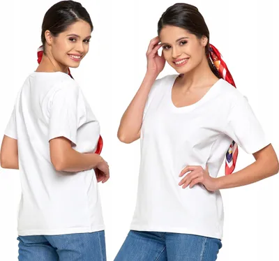 Produktbild von Moraj - T-Shirt Weiß - Damen T-Shirt Größe L - Baumwoll T-Shirt - T-Shirt V-Ausschnitt