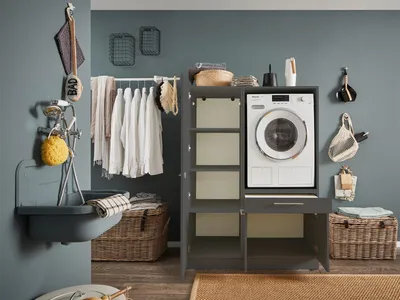 Immagine prodotto di Mobile lavatrice da incasso >LAUNDREEZY< in antracite - 117,5x162x67,5 (LxAxP)