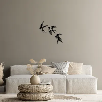 Image de Wallity, Swallows- SKL2360, Noir, Autres décorations pour la maison, 21 x 27 cm, 100% métal (épaisseur : 1 mm)