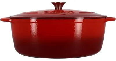 Image de MENASTYL, cocotte ronde en fonte, 7 litres, diamètre 29 cm, émaillée, rouge