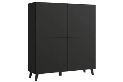 Obrázek produktu pro MINIO go for it, vysoká komoda LOKET 120 cm – elegantní příborník s velkým úložným prostorem a šikmými nohami, barva grafitová černá