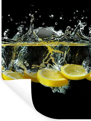 Produktbild von MuchoWow® Wandtattoo Wandsticker Wandaufkleber Zitrone - Frucht - Gelb - Stilleben - Wasser 30x40 cm Selbstklebend und Repositionierbar - Sticker - Dekorfolie