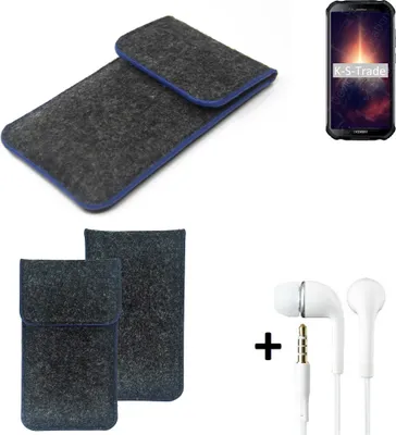 Produktbild von K-S-Trade Handy Schutz Hülle kompatibel mit Doogee S40 Pro Schutzhülle Handyhülle Filztasche Pouch Tasche Case Sleeve Filzhülle dunkelgrau, blauer
