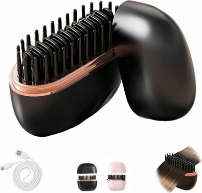 Produktbild von Glättbürste,Hot comb,mit 3 Temperaturstufen, USB-C & Schnellaufheizen in 30 Sekunden