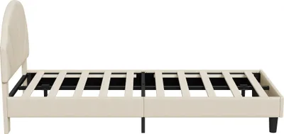 Obrázek produktu pro UnboxG Dětská postel 90x190 cm Béžová sametová čalouněná postel – postel pro mládež s výškově nastavitelným čelem, měkká samostatná postel pro děti a teenagery