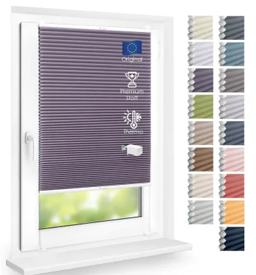 Produktbild von Thermo Wabenplissee Hitzeschutz, ohne Bohren, Pflaume, 70x210