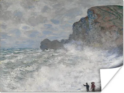 Produktbild von MuchoWow® Poster Raues Wetter in Etretat - Gemälde von Claude Monet 120x90 cm - Wandbild