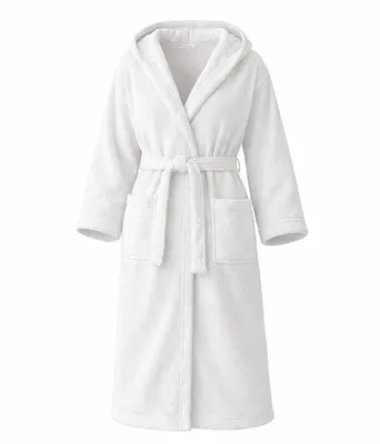Produktbild von TOKER COLLECTION® Kinderbademantel Kinder Bademantel mit Kapuze – 100% Baumwolle, Farbe Weiß, Gr. 122/128