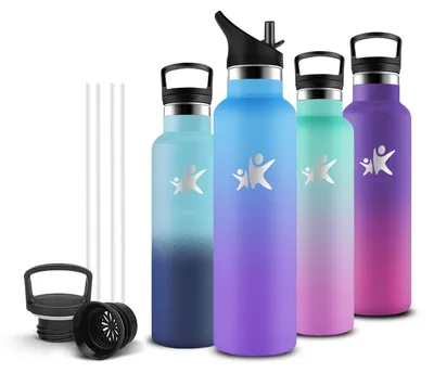Immagine prodotto di Borraccia in acciaio inossidabile da 750 ml, priva di BPA, con isolamento termico e cannucce
