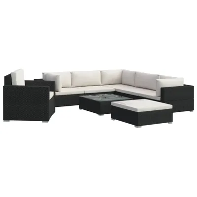 Image de vidaXL 8-tlg. Set de salon de jardin avec auflagen Poly Rattan Schwarz