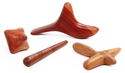 Produktbild von Massagehilfen, Massagekreuz, Faszienwerkzeuge – Massagestöcke – Hartholz – Set