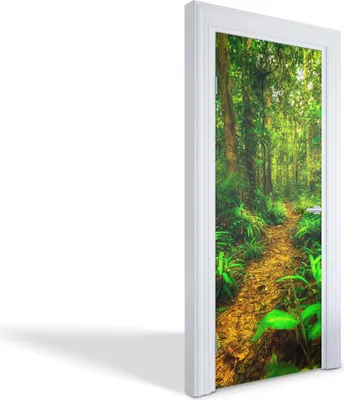 Produktbild von Türdeko Aufkleber Selbstklebende Wandsticker Personalisiert - Waldweg - 75 x 205 cm