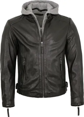 Produktbild von Deercraft - Herren Lederjacke Kapuze Lammnappa schwarz : 52