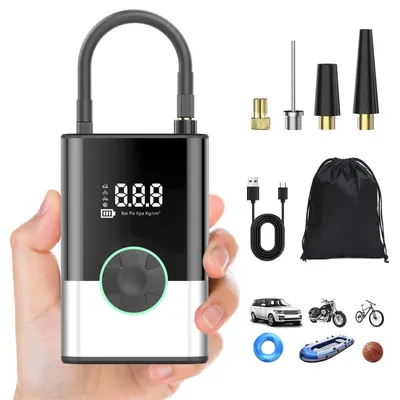 Tragbare Luftpumpe 6000 mAh, 150 psi, elektrisch, schwarz