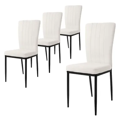 Obrázok produktu pre ML-Design sada 4 jedálenských stoličiek s operadlom, biele, zamatové čalúnenie s kovovými nohami