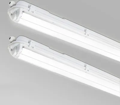 Produktbild von Fiqops LED Feuchtraumleuchte 60cm 18W für Außenanwendungen 2x T8 Lampe Wannenleuchte mit Gehäuse höchsten Lichtkomfort IP65 KaltWeiß