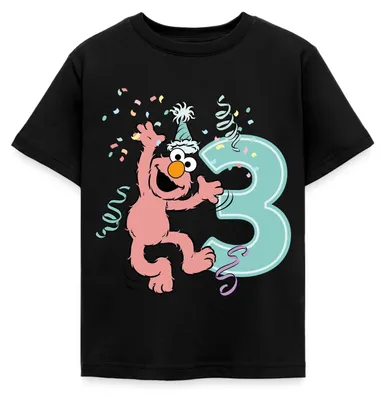 Produktbild von Spreadshirt Sesamstraße Geburtstagdesign Mit Elmo Drei Jahre Kinder T-Shirt, 110/116 (5-6 Jahre), Schwarz