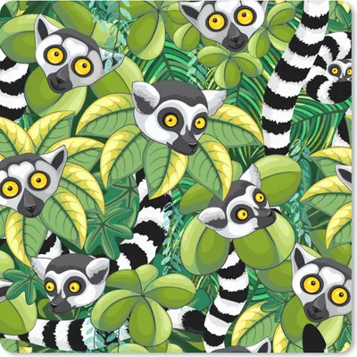 Produktbild von MuchoWow® Mauspad Mousepad Muster - Dschungel - Ringelschwanzlemur 30x30 cm - Mousepads - Maus Mat - Pad - Mausunterlage - Gaming