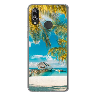 Produktbild von MuchoWow® Handyhülle Schutzhülle Hülle für Huawei P20 Lite (2020) Strand - Palme - Meer Silikon Softcase Handy Hülle - Kartenhalter