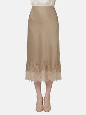Produktbild von Roberta Rossi Midi-Rock aus Polyester mit Spitzendetail Taupe SM VS 113-Taupe-SM