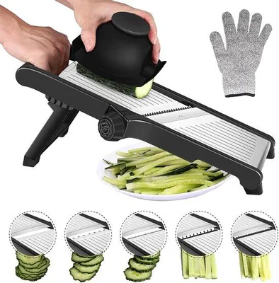 Produktbild von Mandoline-Snitzelgerät für Gemüse - mit verschiedenen Schnittmustern - 5-Schnittfunktionen - Keukenhulp - Alles-Snitzer - Gemüseschneider