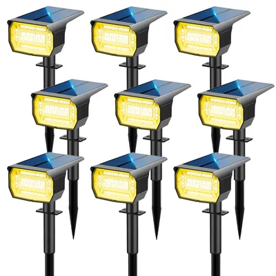 9er-Set Solarleuchten 72 LEDs, 3000K, IP67, warmweiß