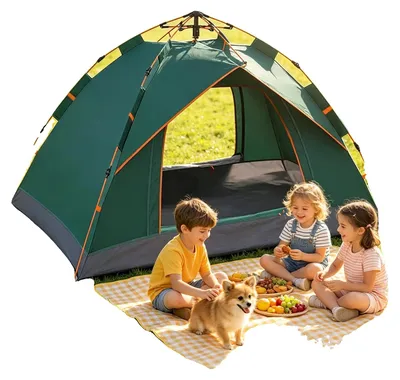 Image de Tente de camping, tissu imperméable, montage rapide, verte