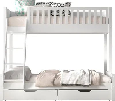Produktbild von Etagenbett Karyl 208x158x175 Familienbett Massivholz Weiß
