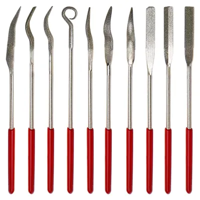 Produktbild von 10-teiliges Diamantfeilen-Set 3x140mm, Mini Nadelfeilen für Metall, Schlüsselfeilen und mehr