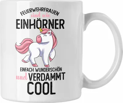 Produktbild von Trendation - Feuerwehrfrau Tasse Geschenk Lustiger Spruch Frauen Feuerwehr Geschenkidee Geburtstag (Weiß)