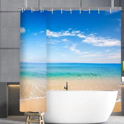 Produktbild von Famanu Duschvorhang Schimmelbeständig - Strandmotiv 240 x 200 cm