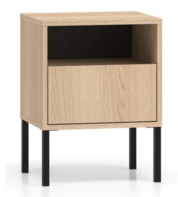 Image de Selsey Barnee – Table de chevet à 1 tiroir avec compartiment ouvert, aspect chêne, 40 cm