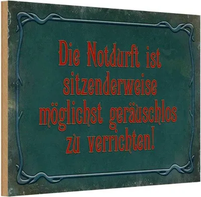 Produktbild von vianmo Holzschild 20x30 cm Notdurft ist sitzenderweise Dekoration