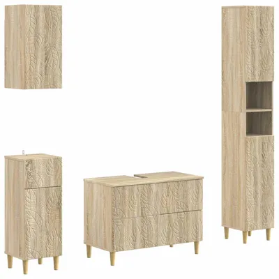 Image de vidaXL Ensemble de 4 meubles de salle de bain, modèle DELFT, en chêne Sonoma