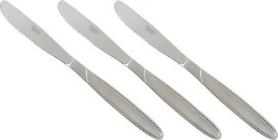 Zdjęcie produktu dla my basics Record 500 Menu nóż z ząbkowaną krawędzią stal nierdzewna 18/0 polerowana, można myć w zmywarce, srebrny (opakowanie 3 szt.)