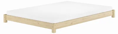 Produktbild von Niedriges Doppelbett Bodenbett Echtholzbett 140x200 Kiefer unbehandelt V-60.51N-14Rollrost und Matratze inkl.
