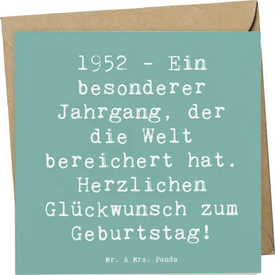 Produktbild von Mr. & Mrs. Panda Klappkarte Spruch 1952 Geburtstag - Meeresbrise - Geschenk, Grußkarte, anlasskarte, Glückwunsch, Glückwunschkarte, kulturelle Meilensteine, faltkarte