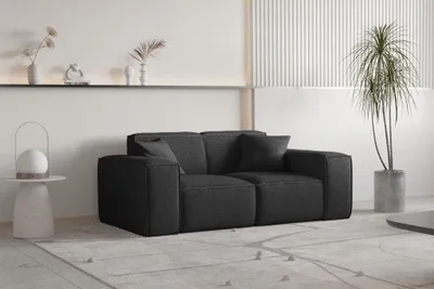 Produktbild von Sofa Designersofa CELES PREMIUM 2-Sitzer in Stoff Ascot Bukla Schwarz