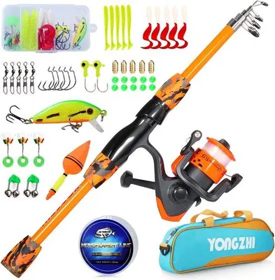Produktbild von Famanu Angelset Tragbare Teleskoprute und Rolle für Kinder - 150 cm