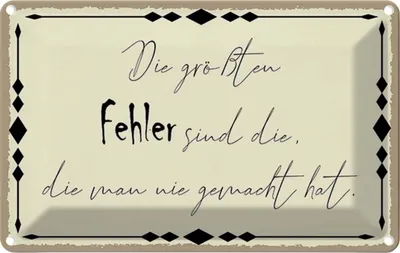 Produktbild von vianmo Blechschild 20x30 cm die größtne Fehler sind Dekoration Spruch Zitat