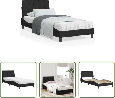Produktbild von The Living Store Bett mit Matratze Schwarz 90x200 cm Samt