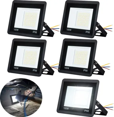 Produktbild von UISEBRT 5x 100W LED reflektor venkovní LED reflektor venkovní IP66 reflektor studená bílá 7000LM venkovní reflektor stavební reflektor
