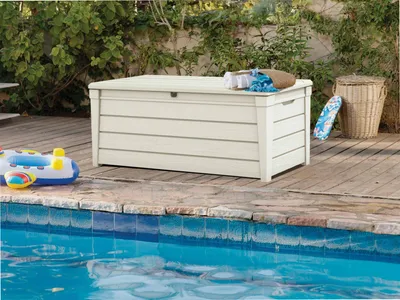 Immagine prodotto di Dmora Cassapanca Outdoor Wawa 69.7x145x60.3h cm Bianco, Impermeabile Chiusura Lucchetto