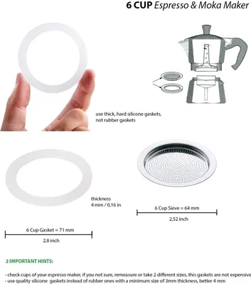 Produktbild von Ersatz Silikon Dichtungsring Sieb Espresso Kocher mit 1 2 3 6 Tasse